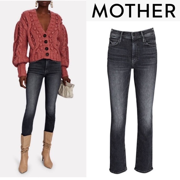 Mother Mid Rise Dazzler in The Night Is Watching 27 Stretch Black Gray Denim - Picture 5 of 16